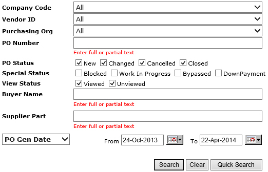 Advance Search page