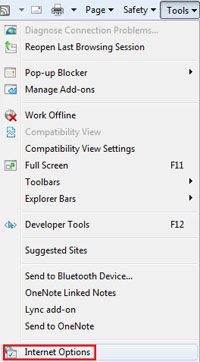 Tools > Internet Options